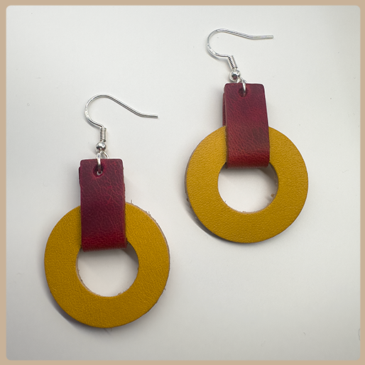 Yellow and burgundy Sarideniz earrings